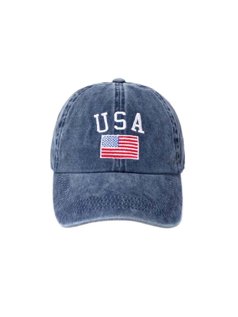 USA Embroidered Baseball Cap in Washed Navy